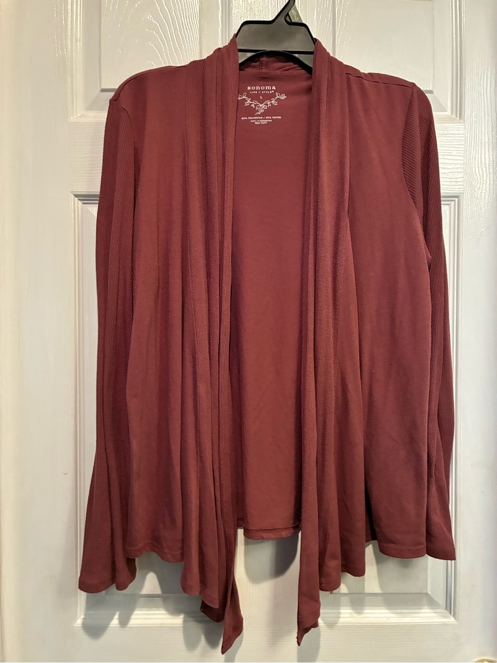 Sonoma Open-Front Cardigan Sweater — Mauve Rose